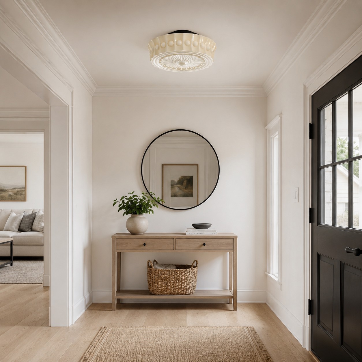 Classic White Glass Semi Flush Mount Decorative ceiling light